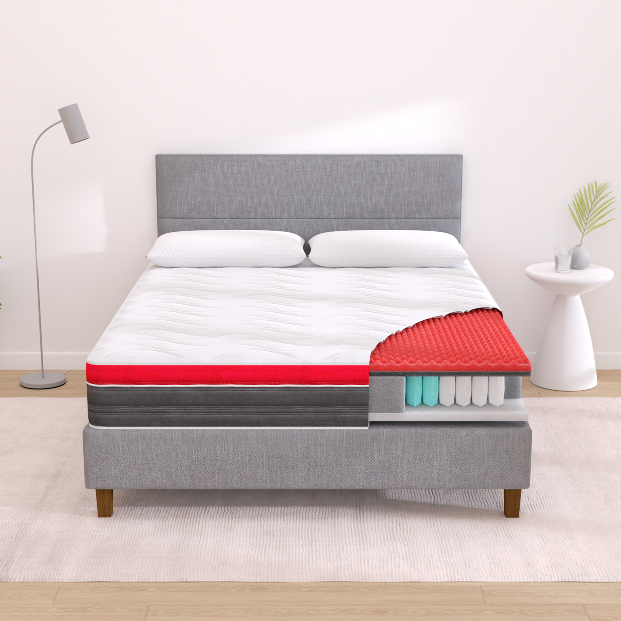 Materasso Matrimoniale Queen Size 152x203 Cm – Ibrido Memory Foam Con Molle Insacchettate, Supporto Medio-peluche - 2